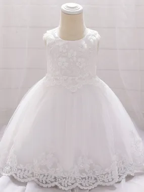 White Flower Girl Dresses Special Occasion Dresses White Lace Sleeveless Jewel Neck Flower Girl Dresses